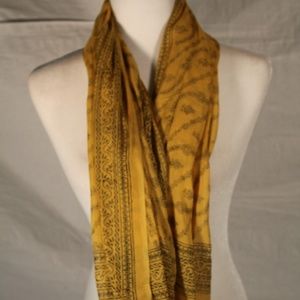 Gold scarf with black paisley bandanna print
